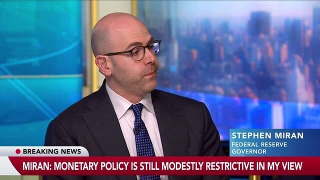 Fed's Miran Still Wants Rate Cuts Despite Iran War
