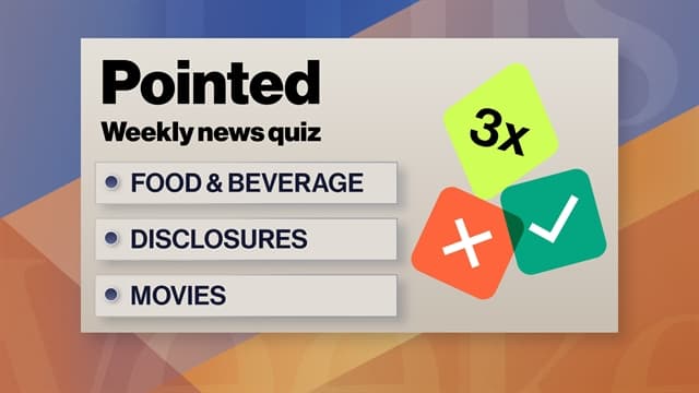 Pointed News Quiz | Food & Beverage, Disclosures, Movies