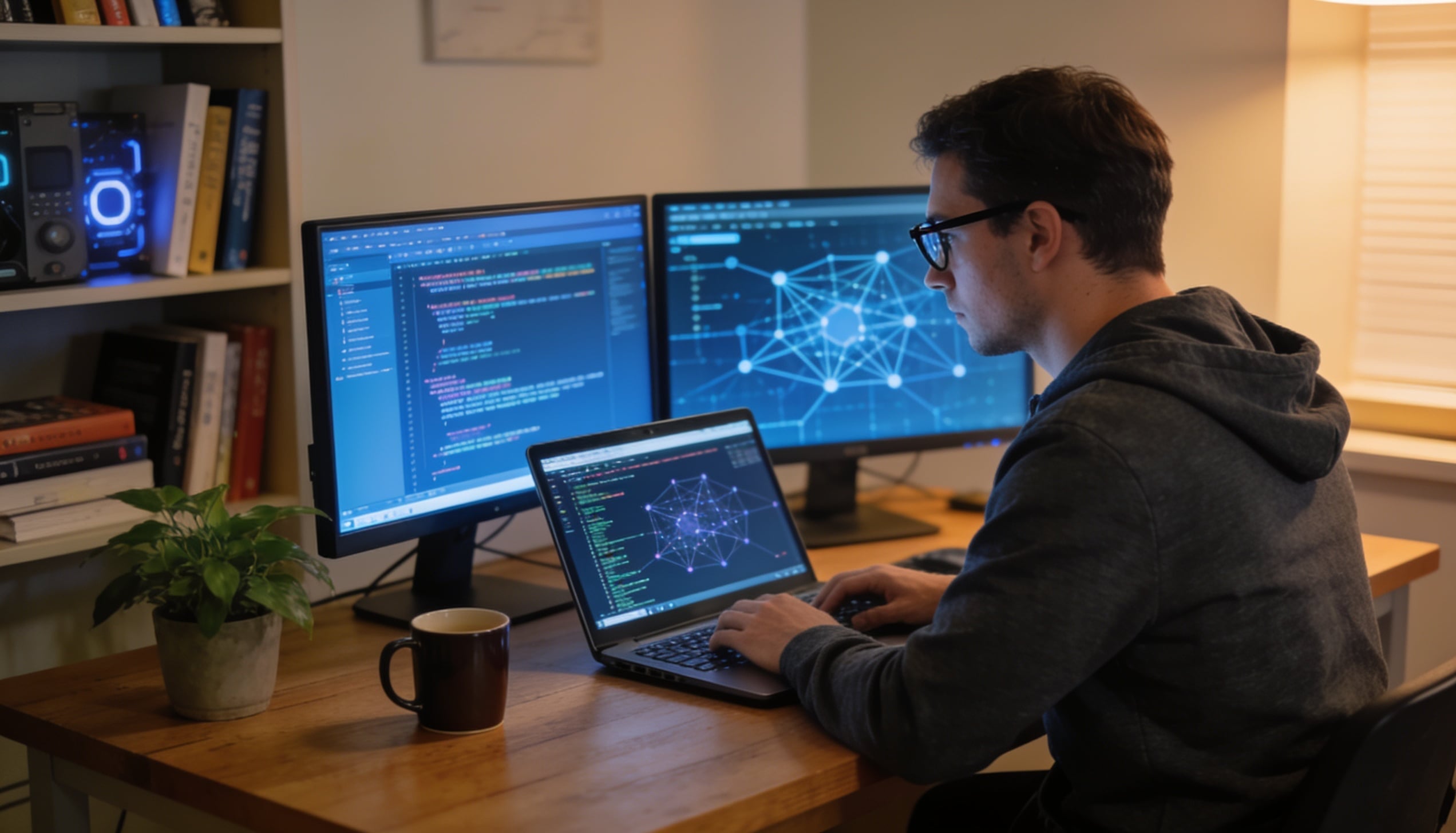 a cybersecurity guy working with his laptop