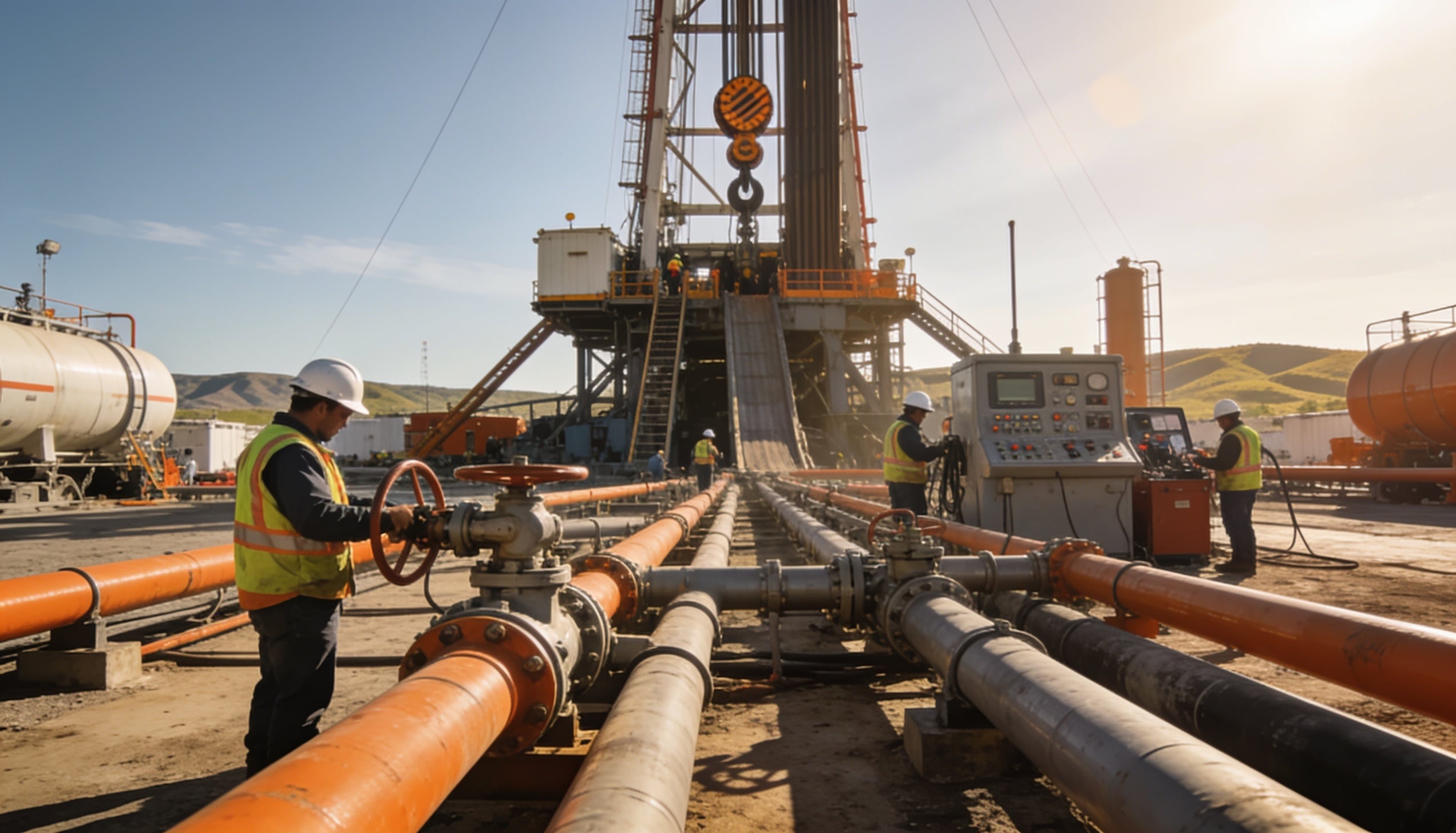 A workers inspecting an equipment in a facility.
