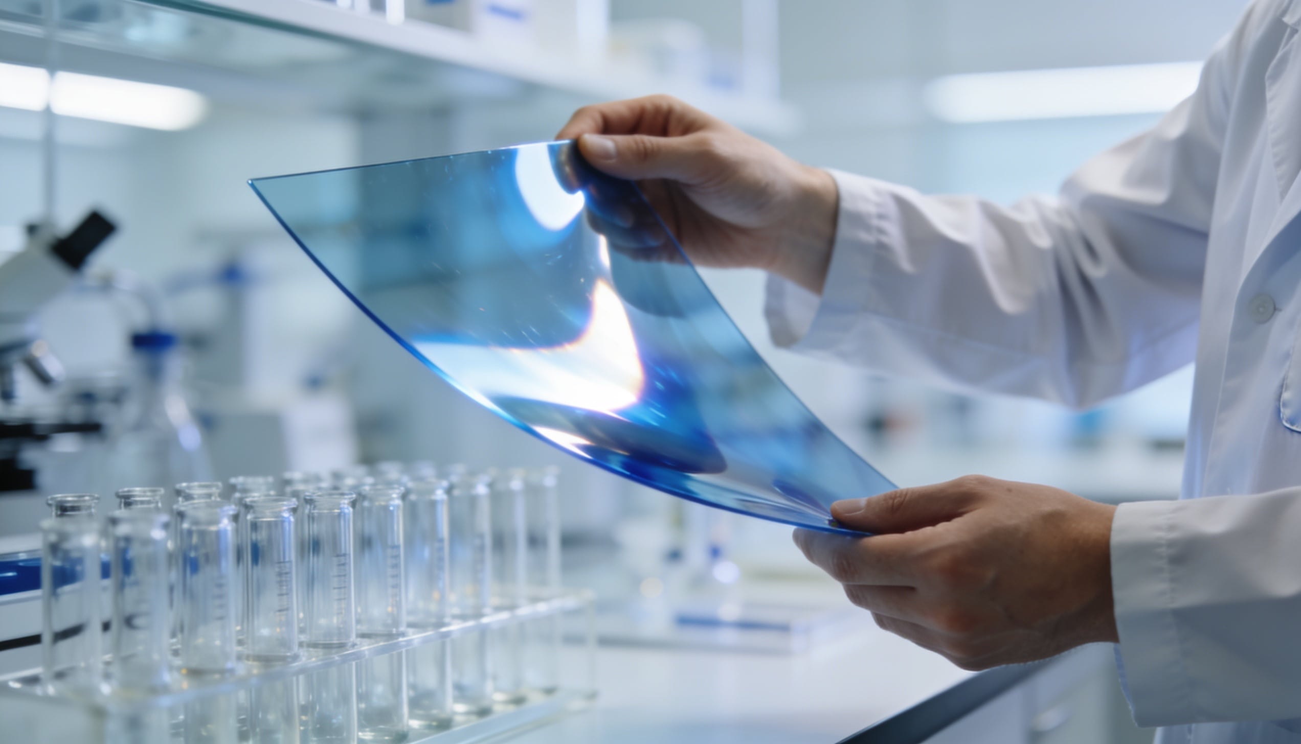 A flexible sheet of ultra-thin glass.