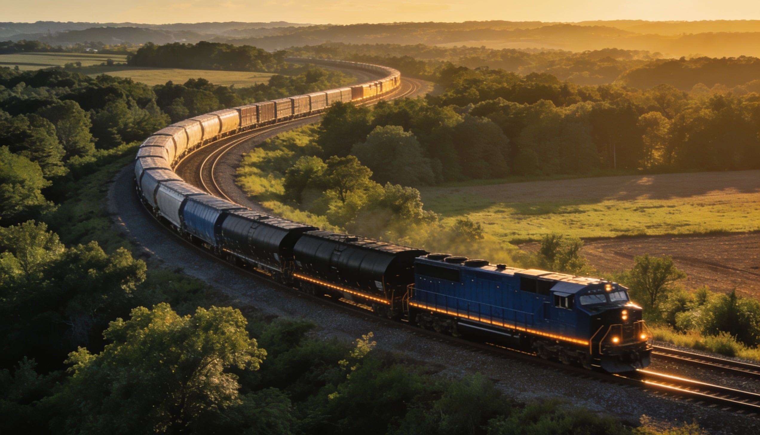 A long train on the railroad.