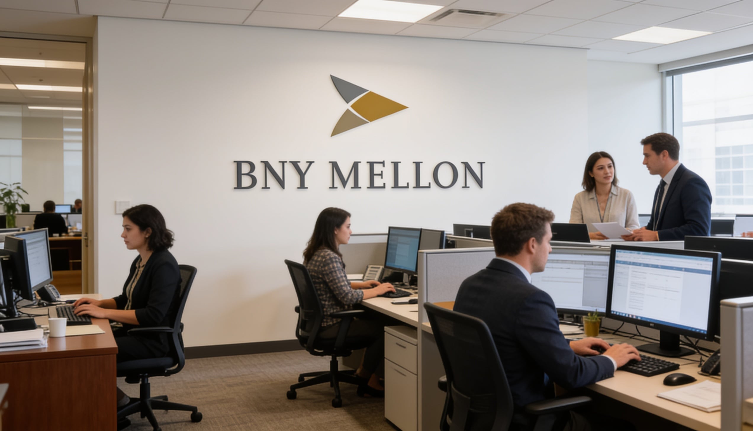 An employees focused on their computers.
