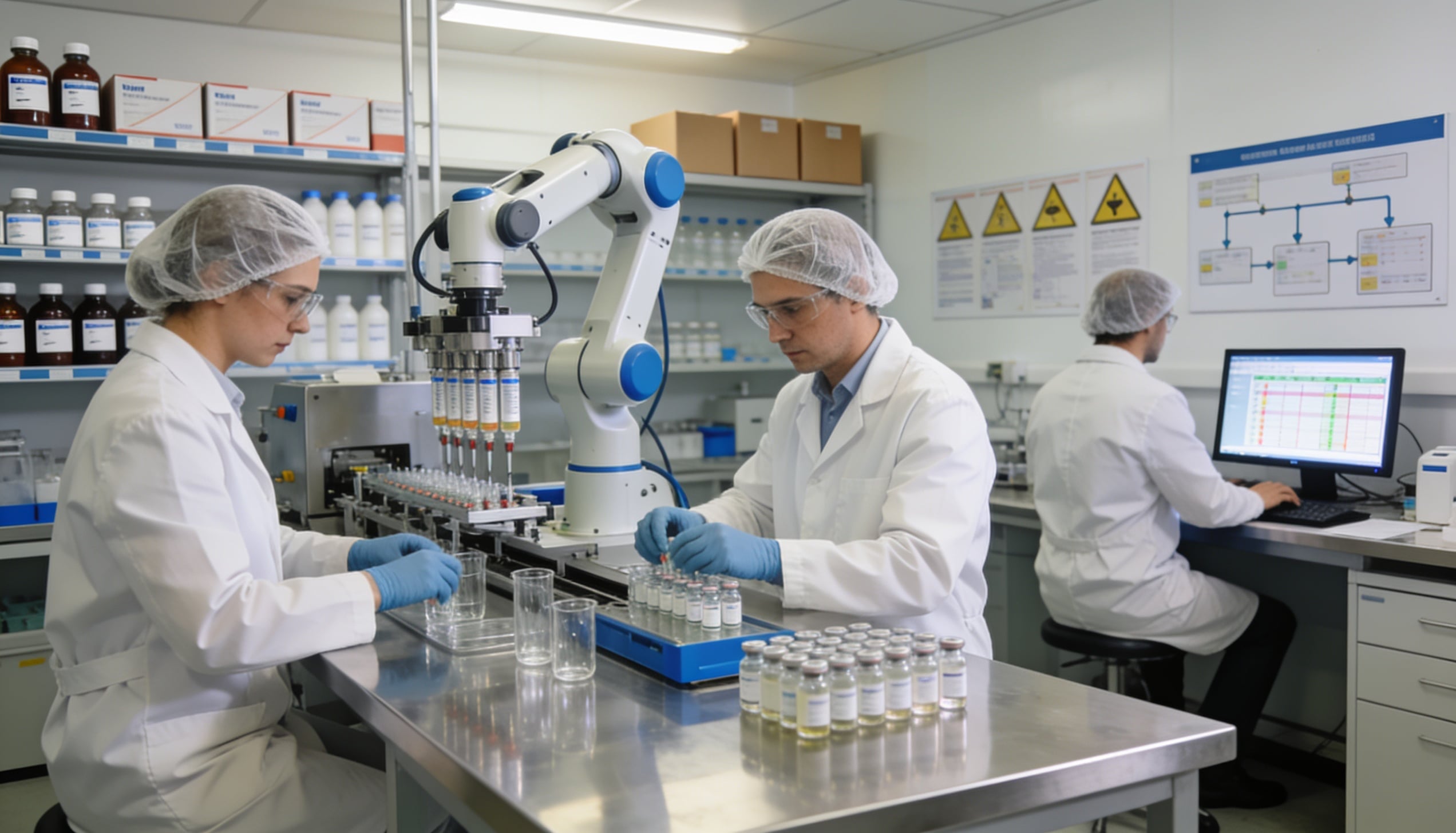 A group of people working in a laboratory.
