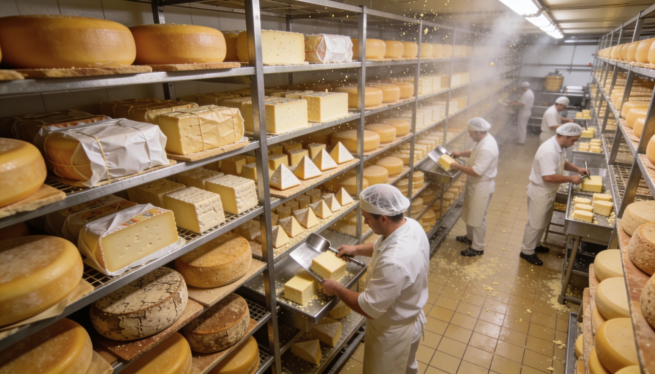 inside a cheese factory