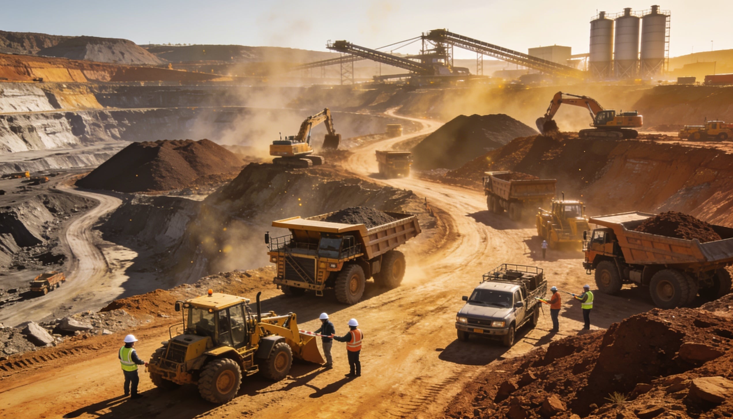 mining industry with people working